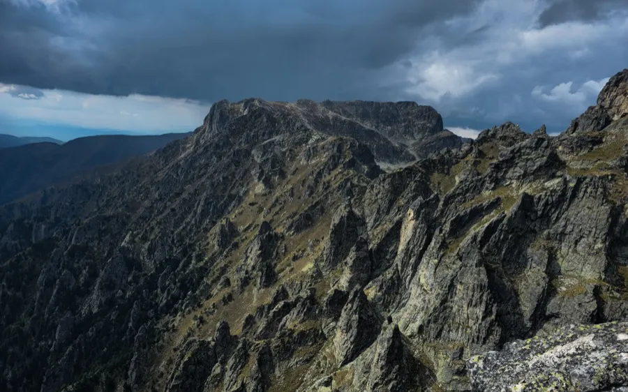 Malyovitsa peak in the Rila mountains under storm clouds